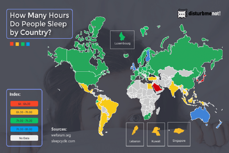 The Most Sleep Deprived Countries in the World (Map)